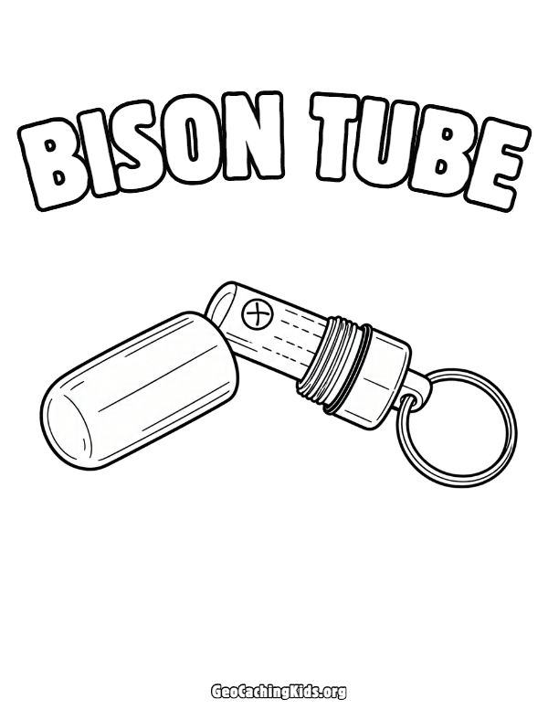 First-page preview of Bison Tube – Geocaching Coloring Page