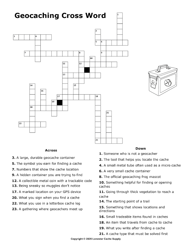 First-page preview of Geocaching Crossword